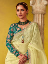 Lime Green Georgette Designer Saree