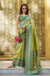 Lime Green Tissue Ikat Silk Saree