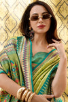 Lime Green Tissue Ikat Silk Saree