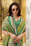 Lime Green Tissue Ikat Silk Saree