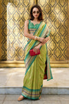 Lime Green Tissue Ikat Silk Saree