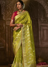 Lime Green Woven Designer Banarasi Silk Saree