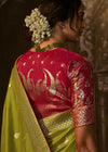 Lime Green Woven Designer Banarasi Silk Saree