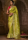 Lime Green Woven Designer Banarasi Silk Saree