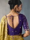 Lime Yellow Designer Tissue Silk Saree With Contrast Blouse