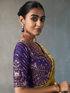 Lime Yellow Designer Tissue Silk Saree With Contrast Blouse