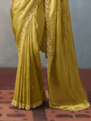 Lime Yellow Designer Tissue Silk Saree With Contrast Blouse