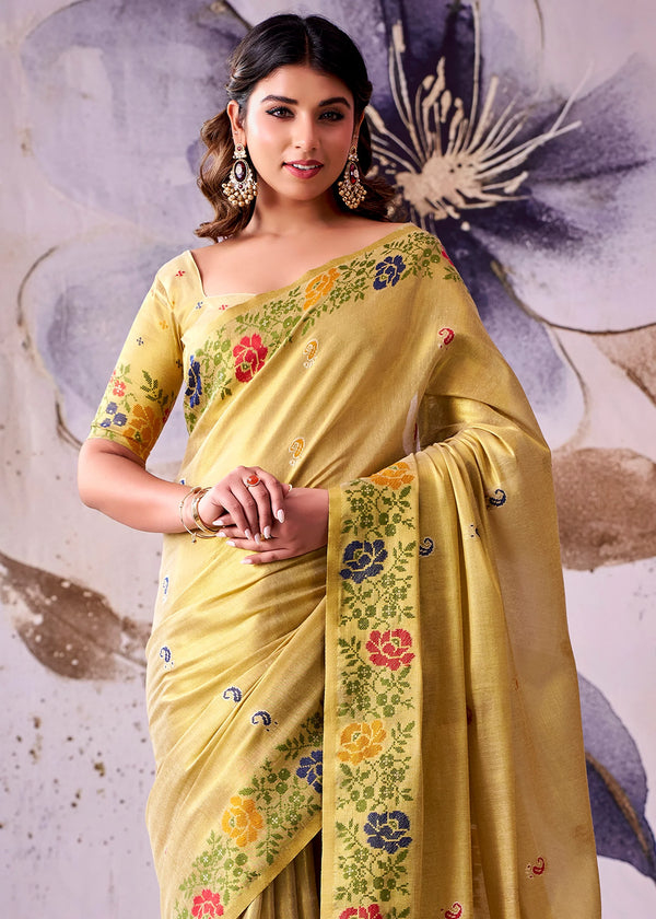 Champagne Gold Banarasi Tissue Silk Saree