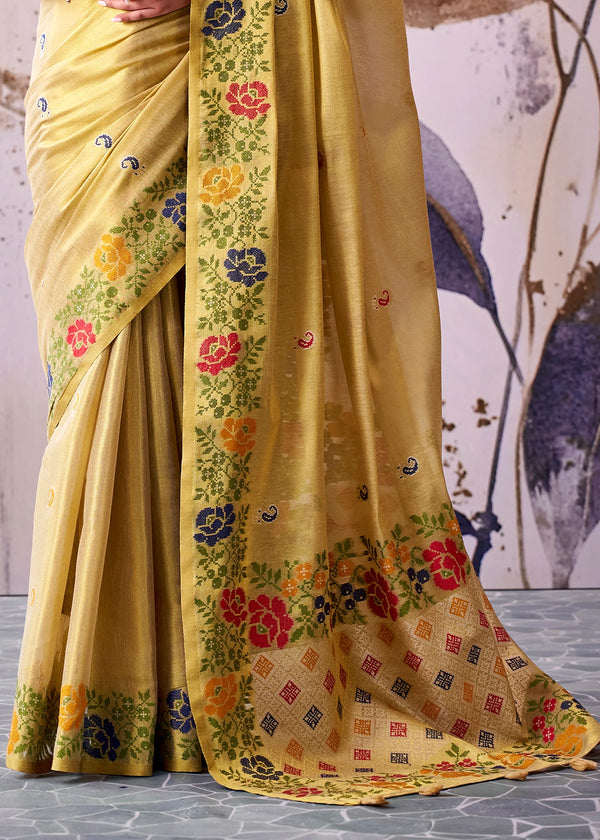 Champagne Gold Banarasi Tissue Silk Saree