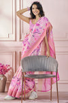 Lotus Pink Printed Silk Cotton Saree