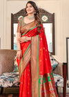 Luminous Red Woven Paithani Soft Silk Saree