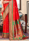 Luminous Red Woven Paithani Soft Silk Saree