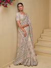 Luxe Cream Banarasi Silk Saree With Grand Embroidery