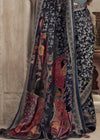 Luxurious Gunmetal Blue Printed Brasso Organza Saree