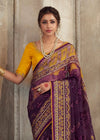 Luxurious Imperial Violet Printed Brasso Organza Saree