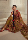 Luxurious Metalic Brown Printed Brasso Organza Saree