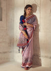 Luxurious Pastel Pink Printed Brasso Organza Saree