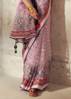 Luxurious Pastel Pink Printed Brasso Organza Saree