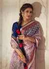 Luxurious Pastel Pink Printed Brasso Organza Saree