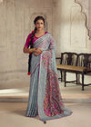 Luxurious Quick Silver Printed Brasso Organza Saree