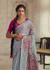 Luxurious Quick Silver Printed Brasso Organza Saree