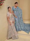 Luxury Grey Banarasi Silk Saree With Grand Embroidery