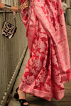 Madder Lake Pink Lucknowi Chikankari Organza Saree