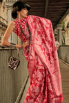 Madder Lake Pink Lucknowi Chikankari Organza Saree