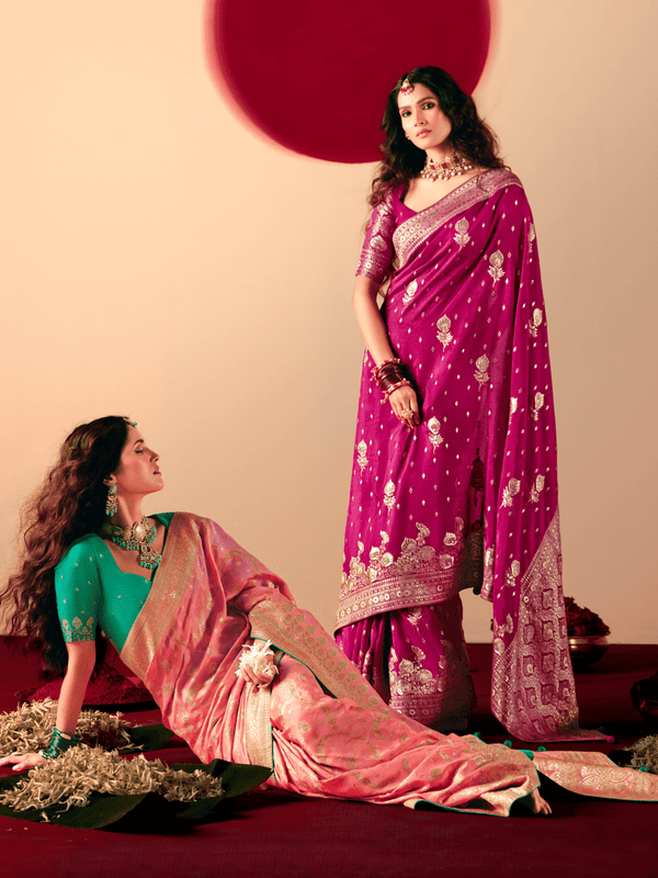 Magenta Banarasi Silk Saree