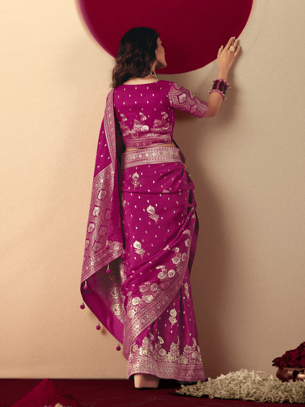 Magenta Banarasi Silk Saree