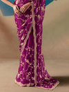 Magenta Embroidered Designer Organza Silk Saree