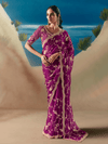 Magenta Embroidered Designer Organza Silk Saree