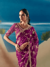 Magenta Embroidered Designer Organza Silk Saree