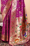 Magenta Paithani Silk Saree Zari Woven