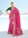 Magenta Pink Georgette Bandhani Patola Saree