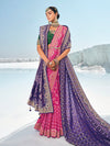 Magenta Pink Georgette Bandhani Patola Saree