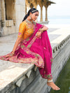 Magenta Pink Georgette Designer Saree With Heavy Work