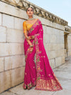 Magenta Pink Georgette Designer Saree With Heavy Work