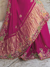 Magenta Pink Georgette Designer Saree With Heavy Work