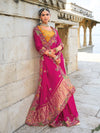 Magenta Pink Georgette Designer Saree With Heavy Work