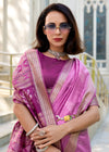 Magenta Pink Zari Woven Soft Silk Saree With Ikat Pallu