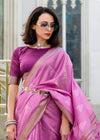 Magenta Pink Zari Woven Soft Silk Saree With Ikat Pallu