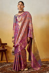 Magenta Purple and Gold Kanjivaram Silk Saree