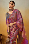 Magenta Purple and Gold Kanjivaram Silk Saree