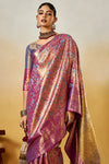 Magenta Purple and Gold Kanjivaram Silk Saree