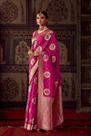 Magenta Purple Banarasi Dola Silk Designer Saree