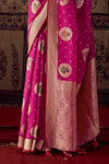 Magenta Purple Banarasi Dola Silk Designer Saree