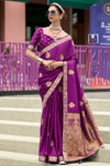 Magenta Purple Banarasi Handloom Satin Saree