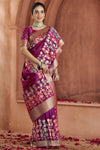 Magenta Purple Banarasi Saree With Zari Woven Motifs