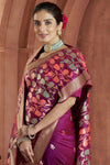 Magenta Purple Banarasi Saree With Zari Woven Motifs